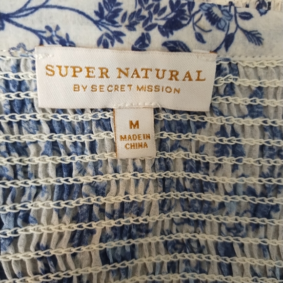 Super Natural by Secret Mission Chiffon smocked floral boho greenport dress - Picture 9 of 13